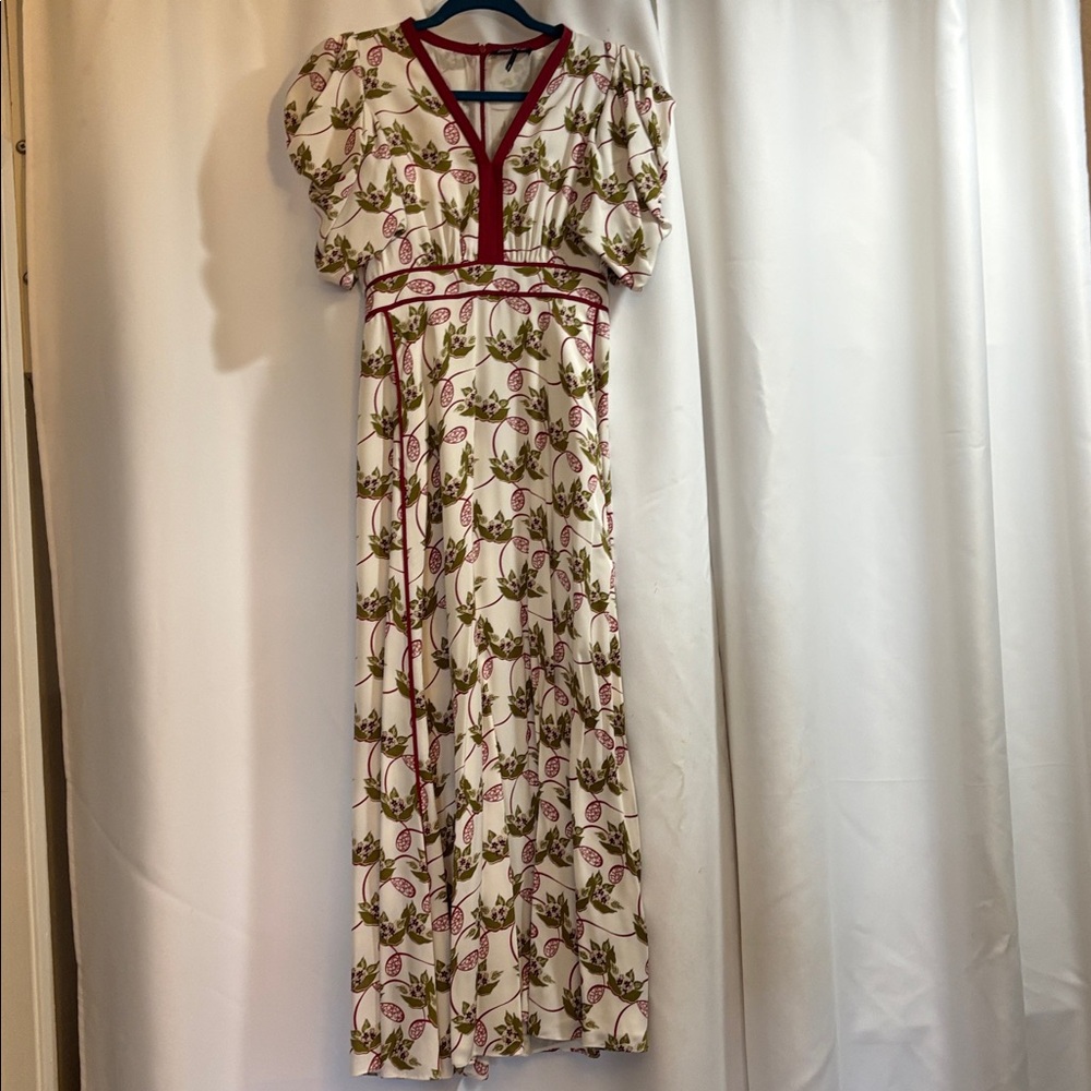 ME+EM Gorgeous Crepe Puff Sleeve Midi Dress with working pockets